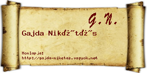 Gajda Nikétás névjegykártya